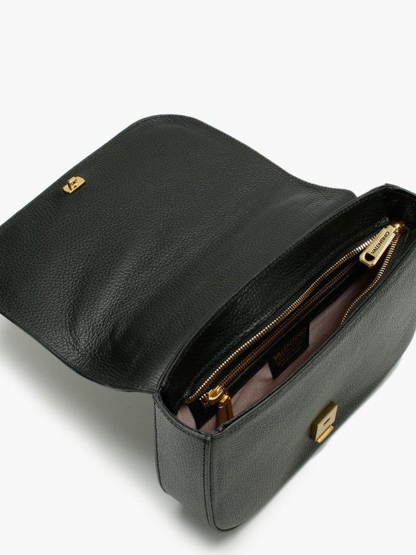 Malawi Black Grainy Leather Satchel Bag
