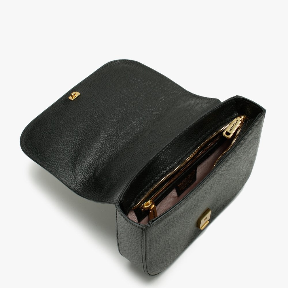 Malawi Black Grainy Leather Satchel Bag
