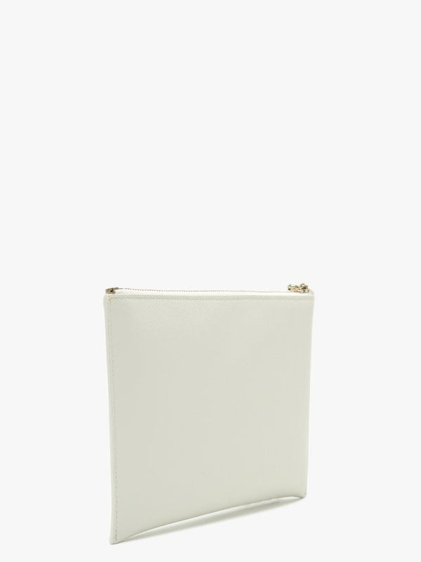 Victoria Ivory Textured Leather Clutch Bag