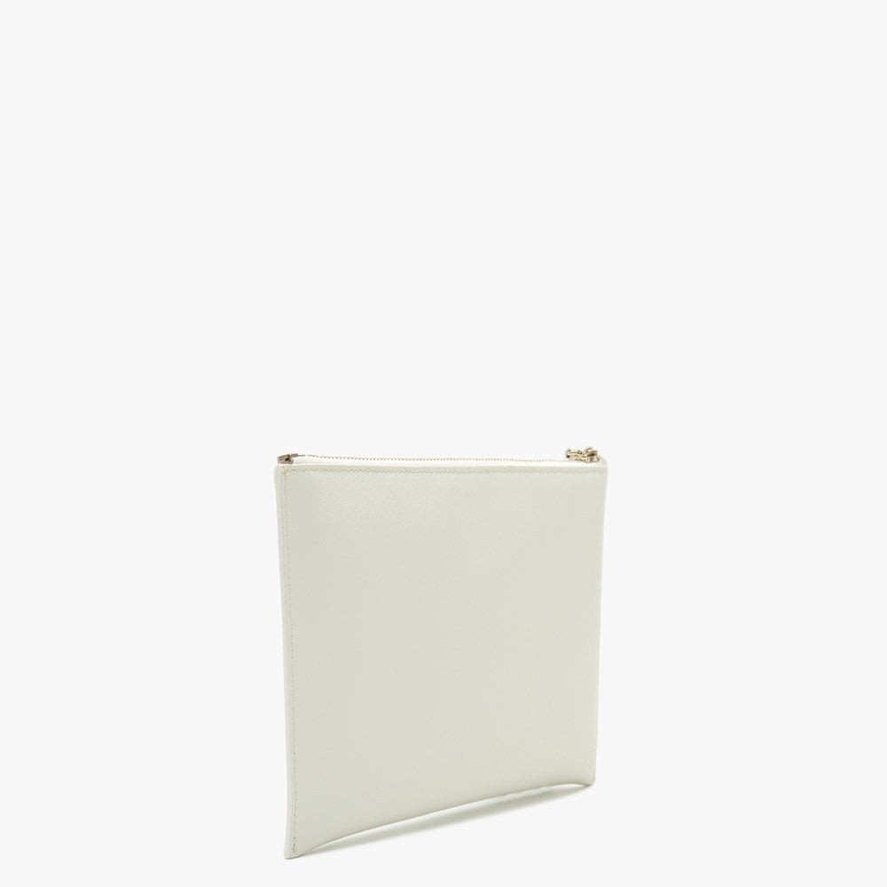 Victoria Ivory Textured Leather Clutch Bag