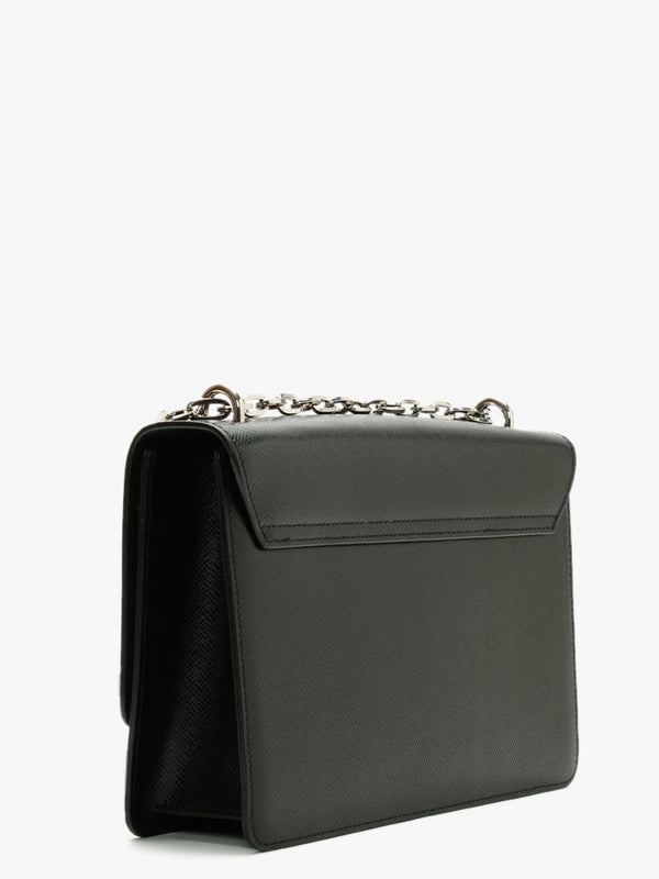 Large Debbie Black Leather Cross-Body Bag