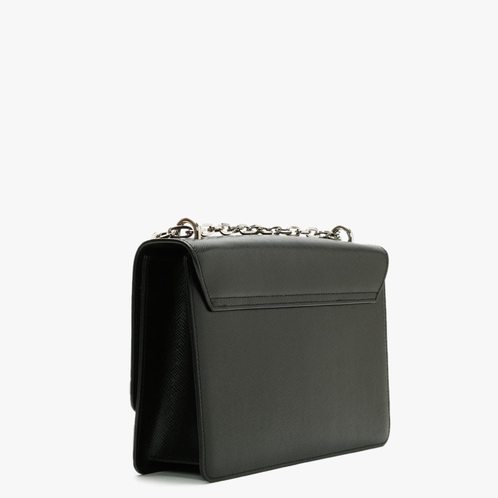 Large Debbie Black Leather Cross-Body Bag