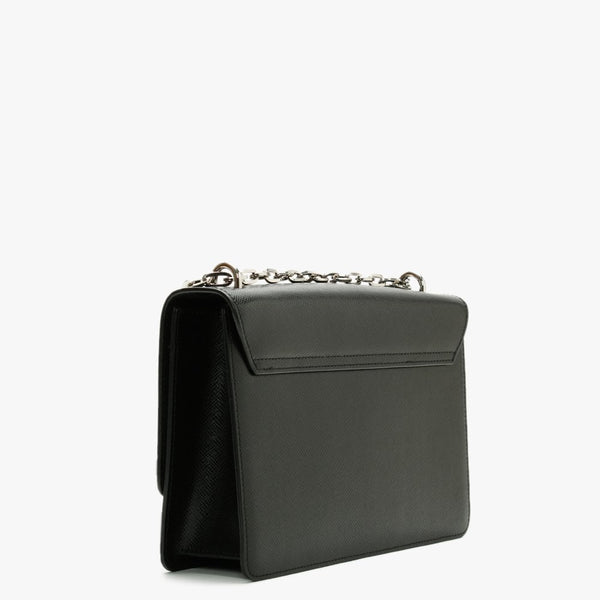 Large Debbie Black Leather Cross-Body Bag