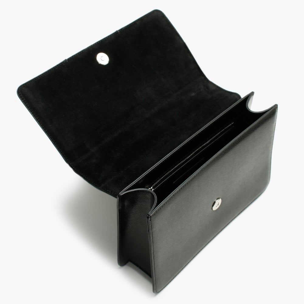 Large Debbie Black Leather Cross-Body Bag