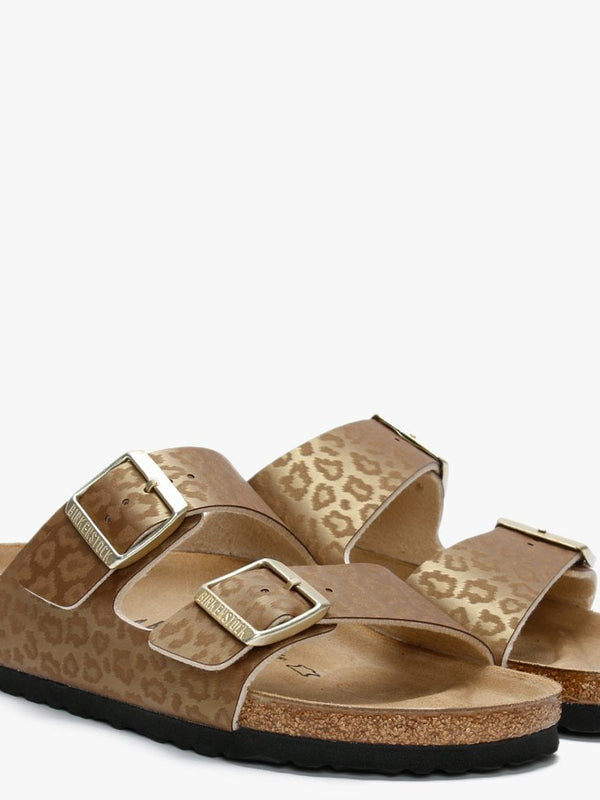 Arizona Leopard Gold Birko-Flor Two Bar Mules