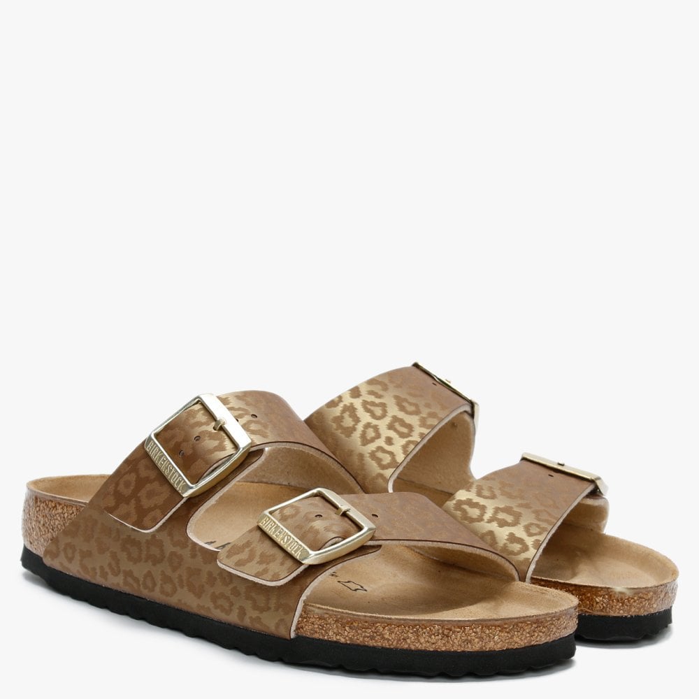 Arizona Leopard Gold Birko-Flor Two Bar Mules