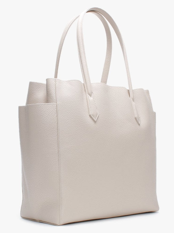 Large Johanna Beige Leather Shopper Bag
