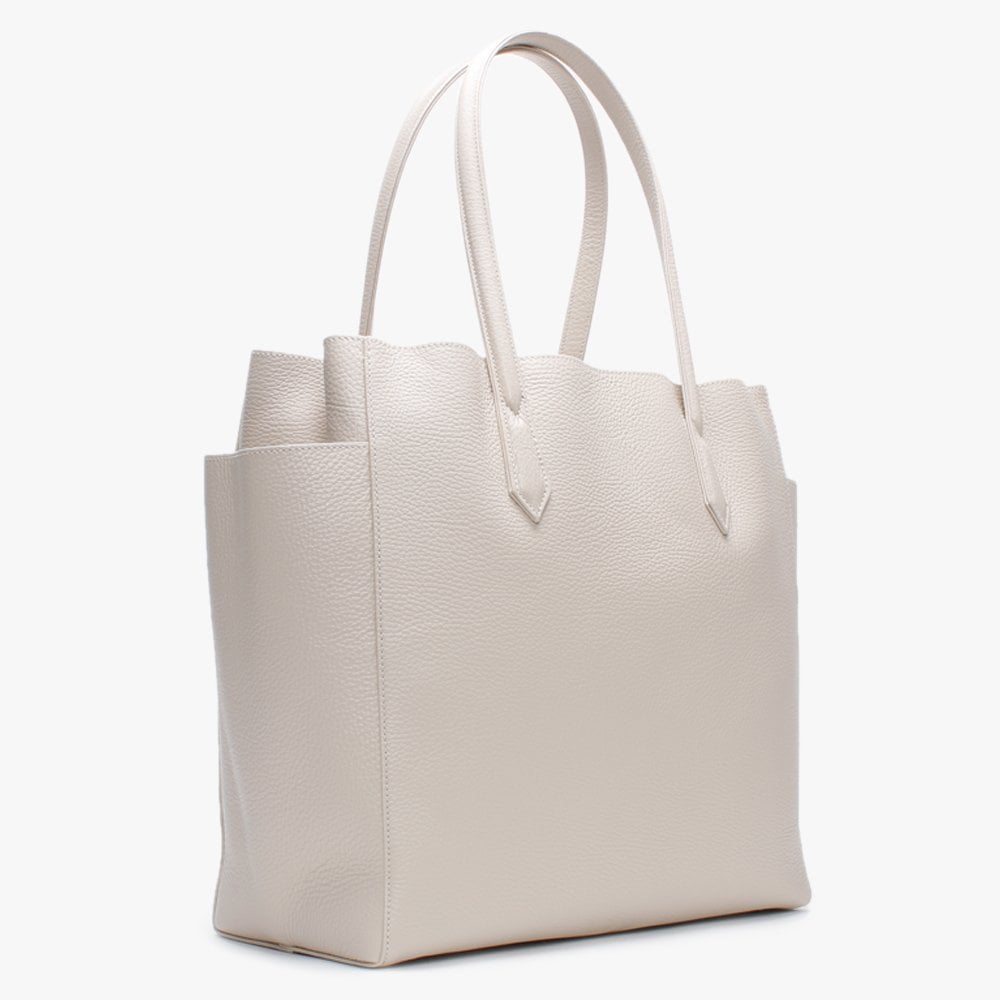 Large Johanna Beige Leather Shopper Bag