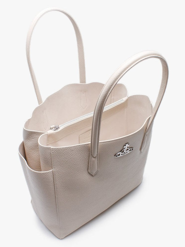 Large Johanna Beige Leather Shopper Bag