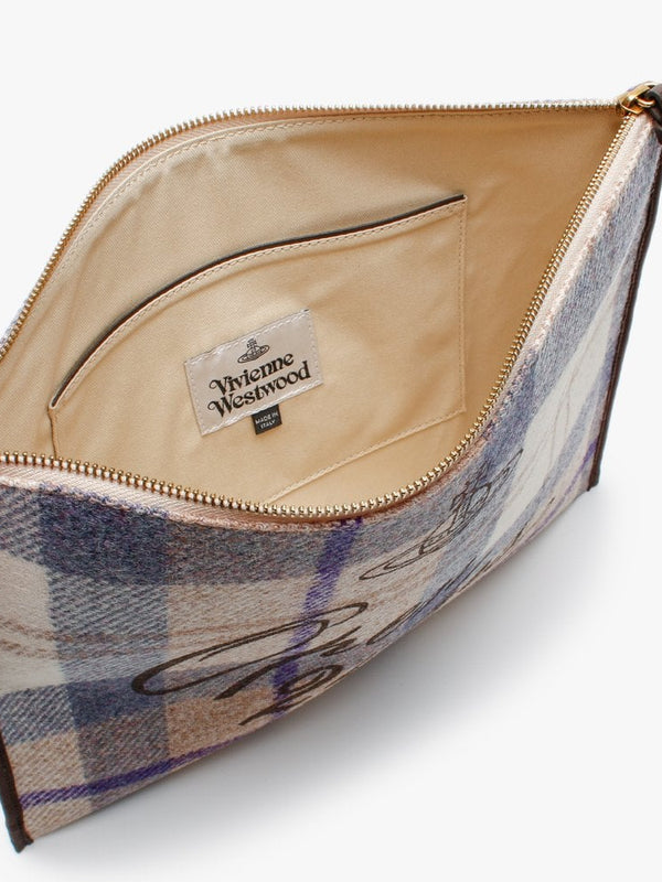 Elena Purple Wool Tartan Pouch