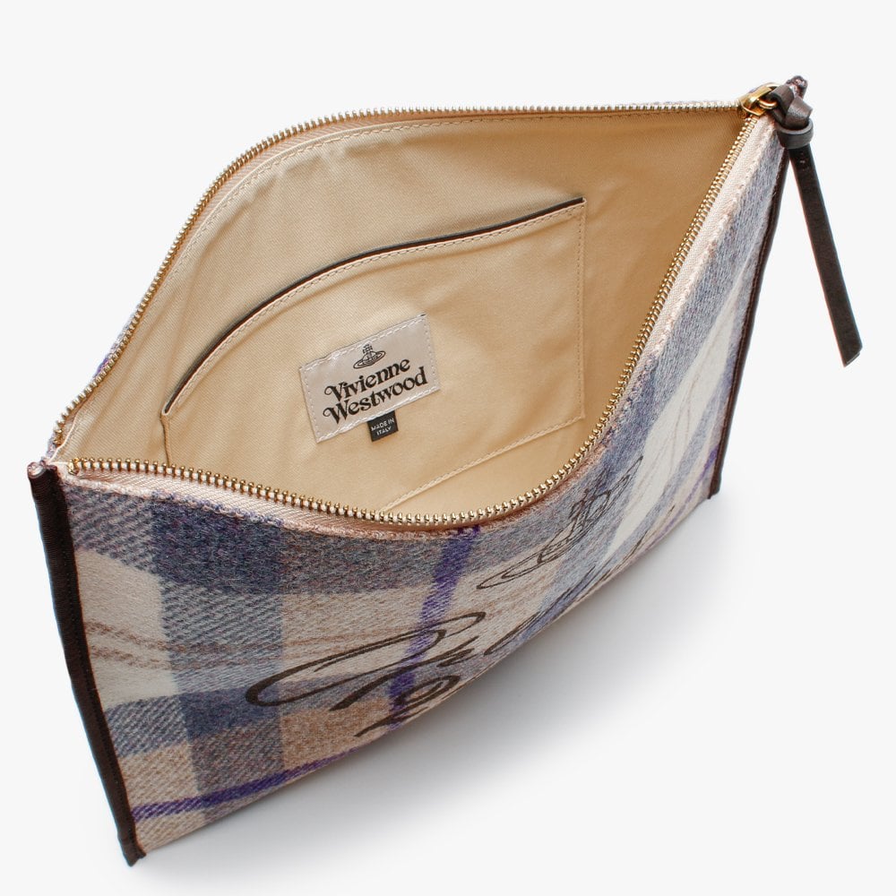 Elena Purple Wool Tartan Pouch