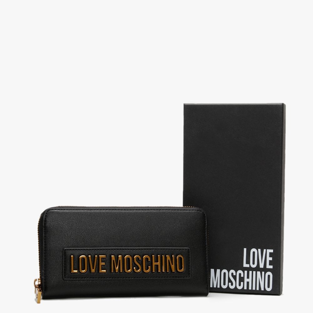 Large Logo Black Zip Around Purse