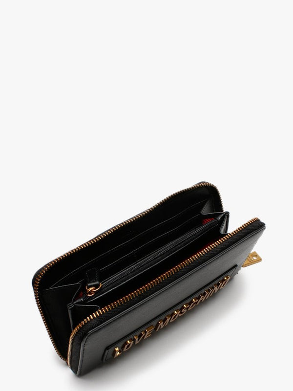 Large Logo Black Zip Around Purse