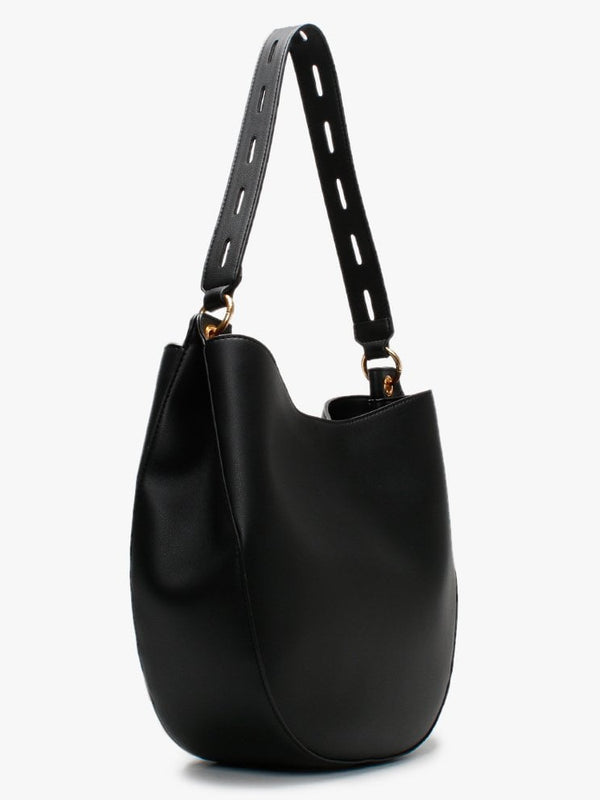 Circle Detail Black Bucket Bag