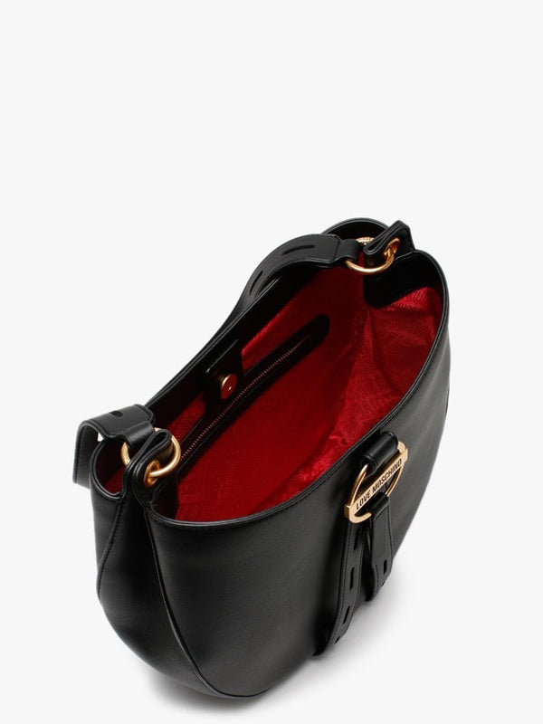 Circle Detail Black Bucket Bag