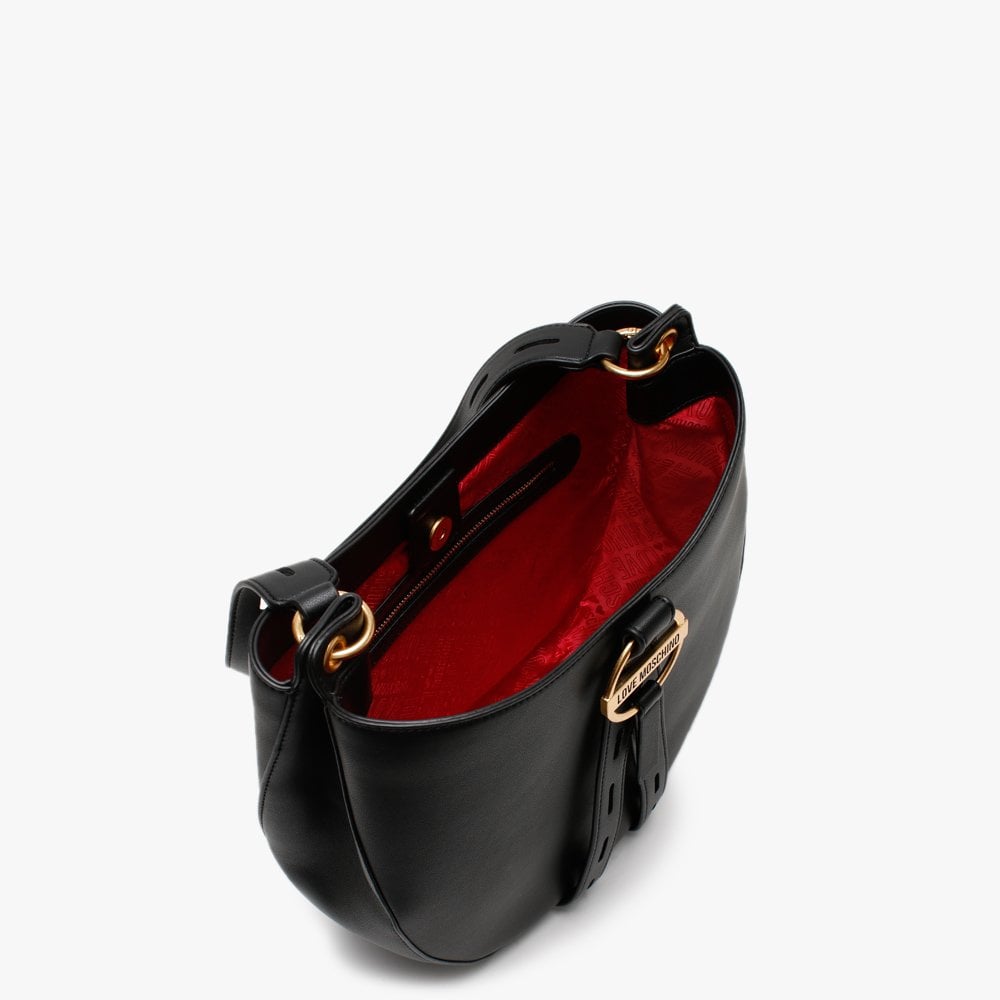 Circle Detail Black Bucket Bag