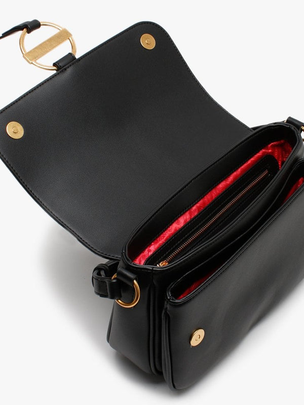 Circle Detail Black Shoulder Bag