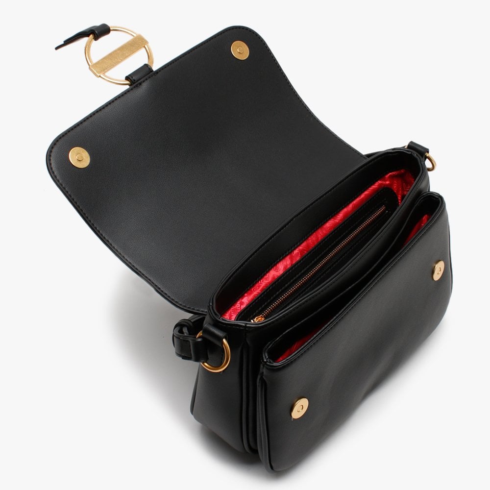 Circle Detail Black Shoulder Bag