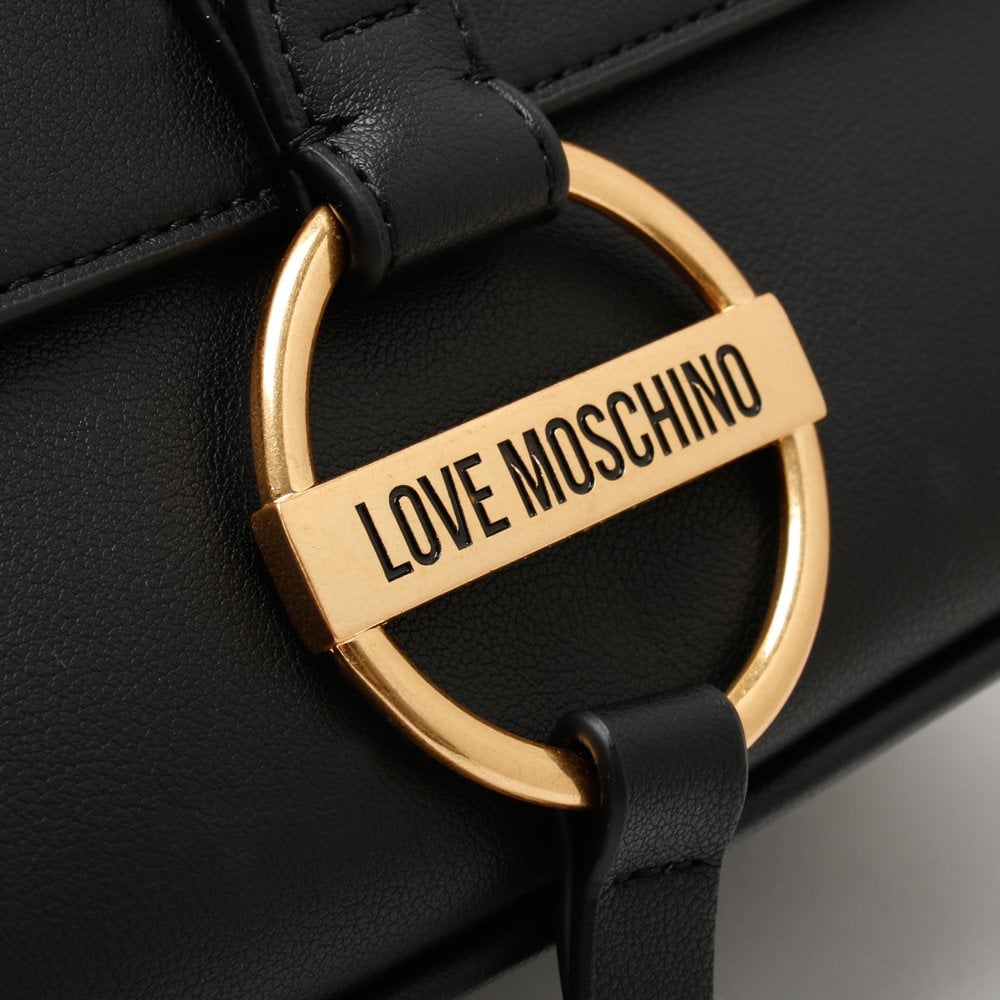 Circle Detail Black Shoulder Bag