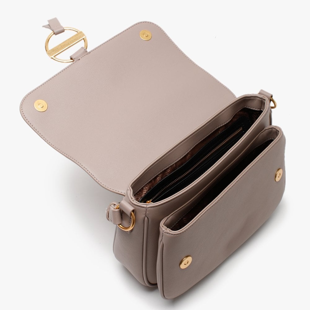 Circle Detail Taupe Shoulder Bag