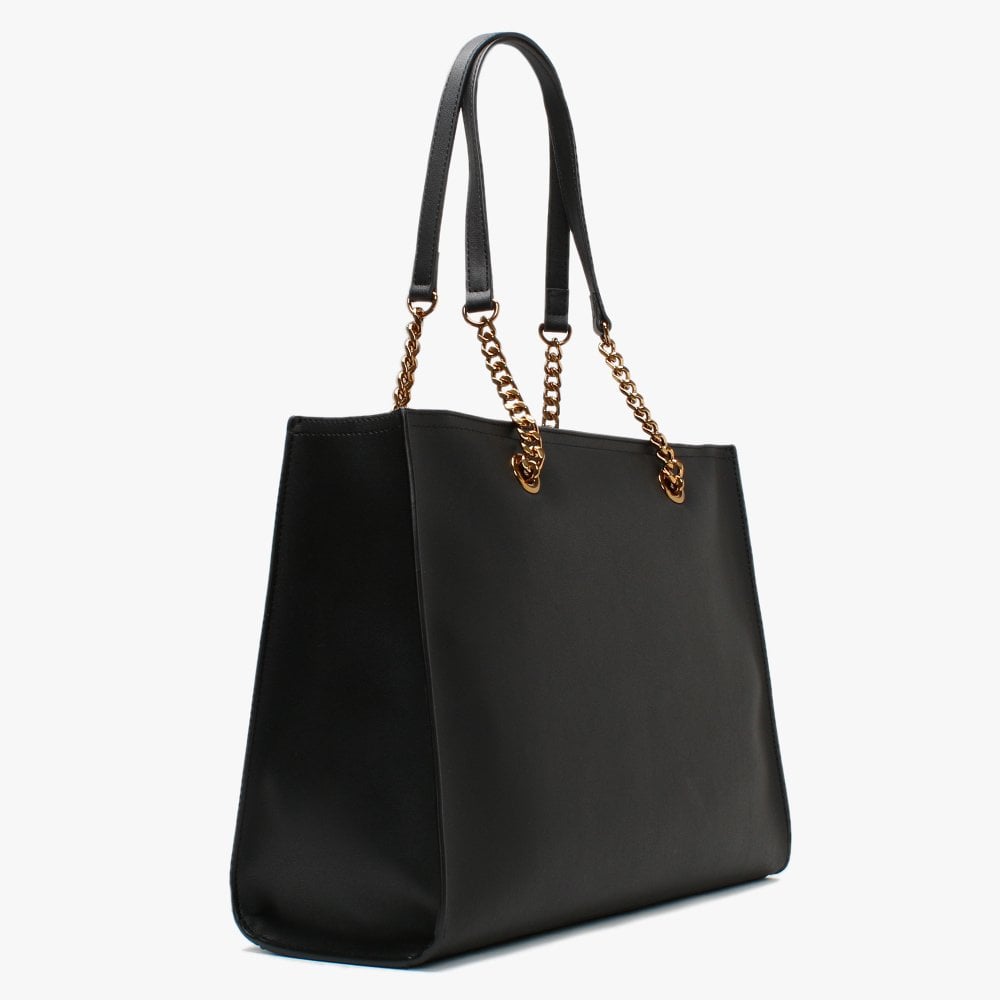 Large Logo Chain Black Shopper Bag