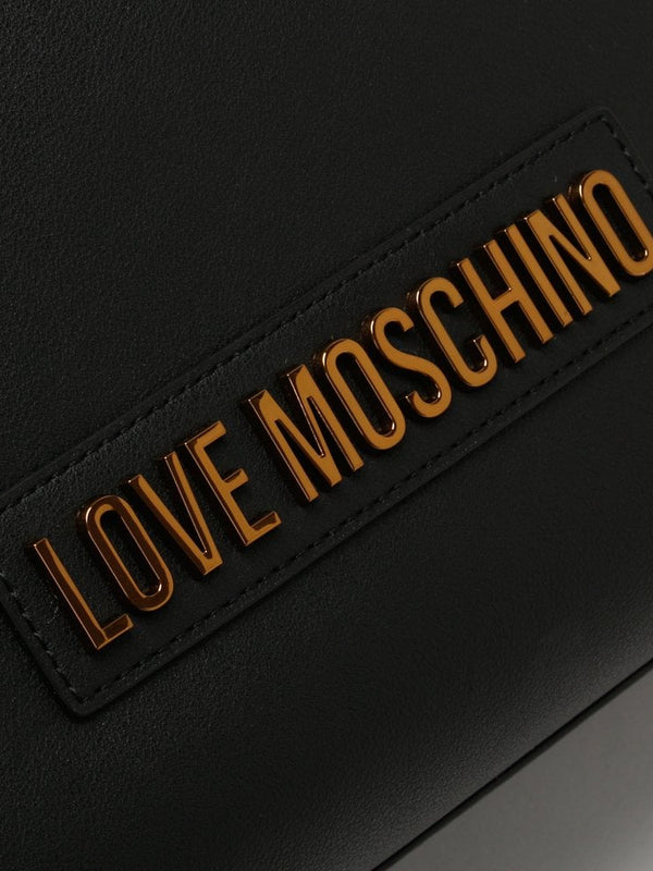 Large Logo Chain Black Shopper Bag