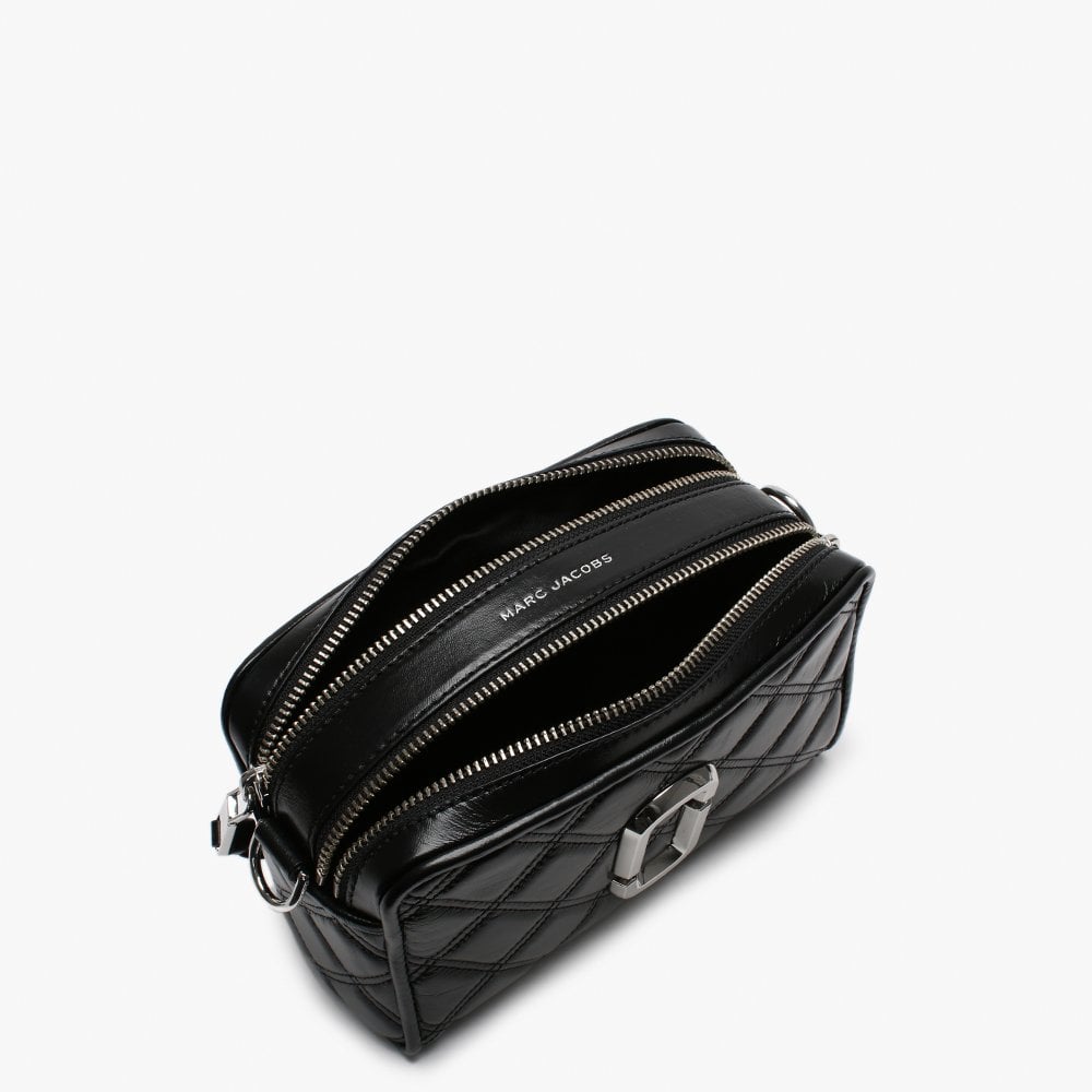 Quilted Softshot Black Leather Camera Bag