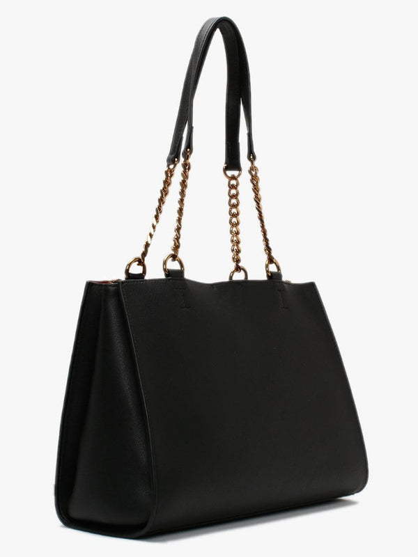 Small Logo Chain Black Shopper Bag