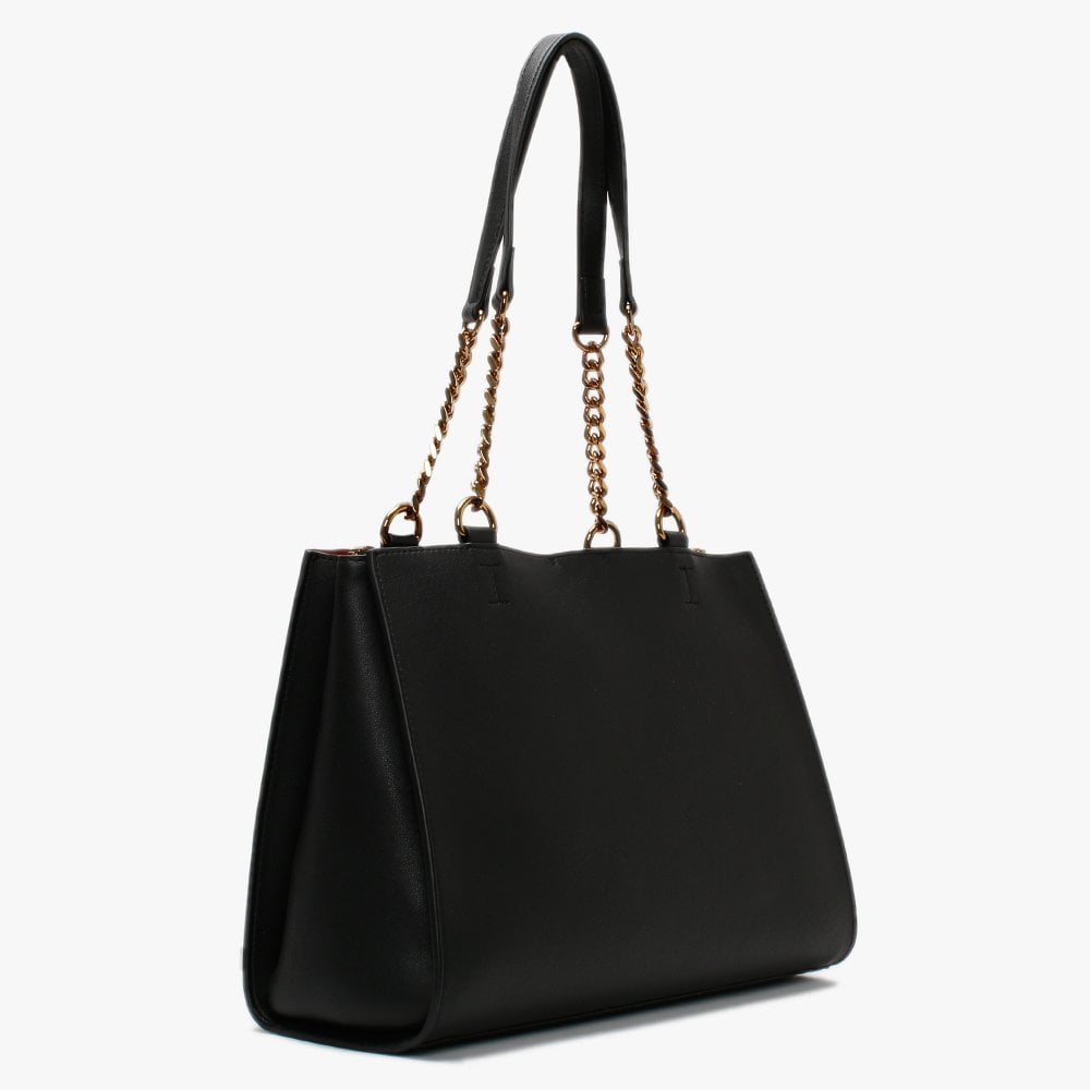 Small Logo Chain Black Shopper Bag