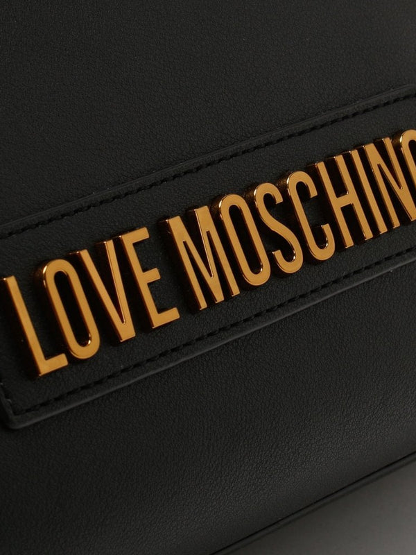 Small Logo Chain Black Shopper Bag