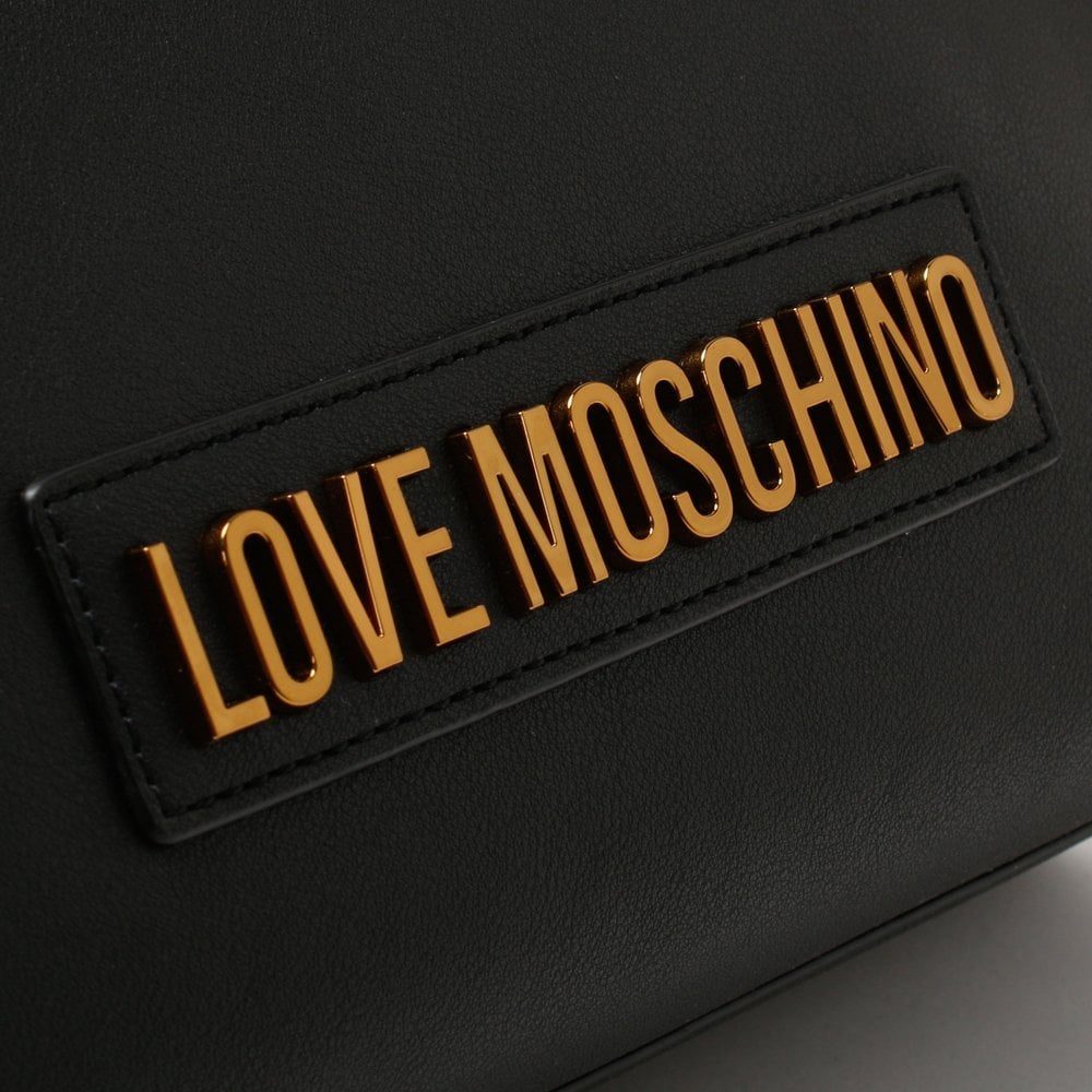 Small Logo Chain Black Shopper Bag