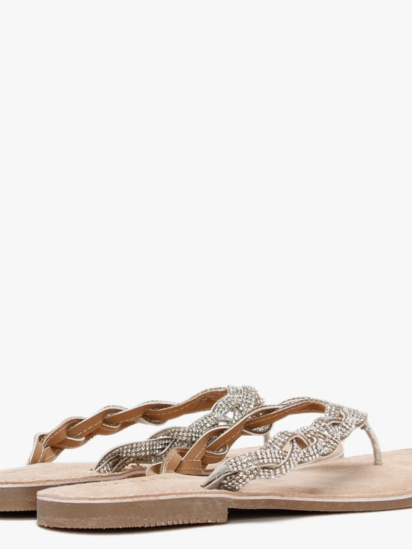 Zoya Silver Diamante Toe Post Sandals