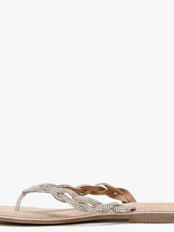 Zoya Silver Diamante Toe Post Sandals