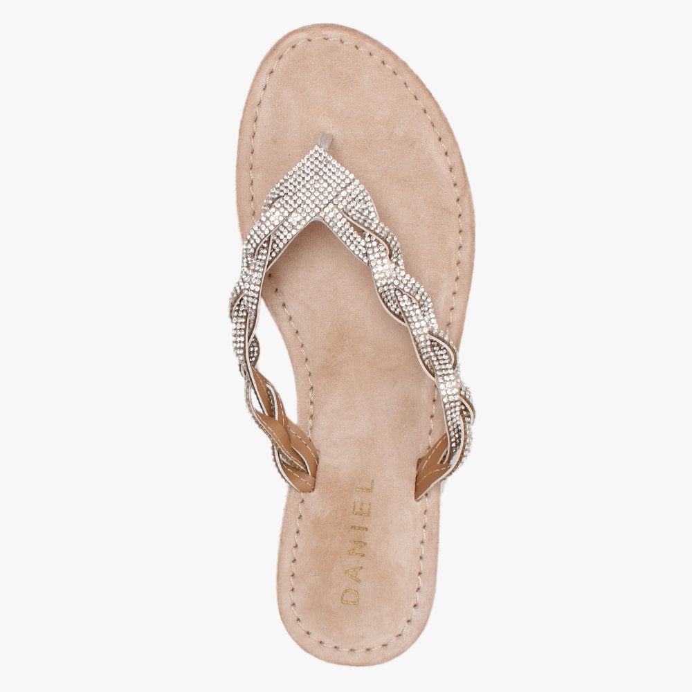 Zoya Silver Diamante Toe Post Sandals