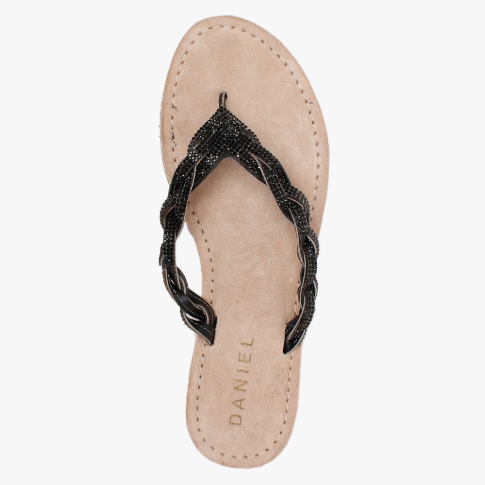 Zoya Black Diamante Toe Post Sandals
