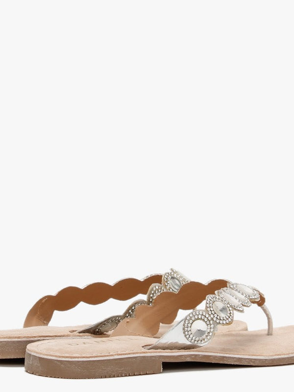 Zilou Silver Jewelled Toe Post Sandals