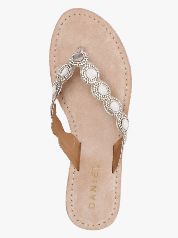 Zilou Silver Jewelled Toe Post Sandals