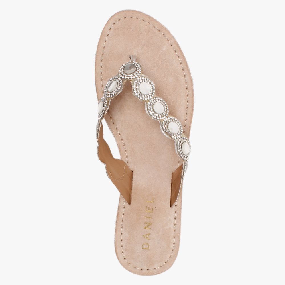 Zilou Silver Jewelled Toe Post Sandals