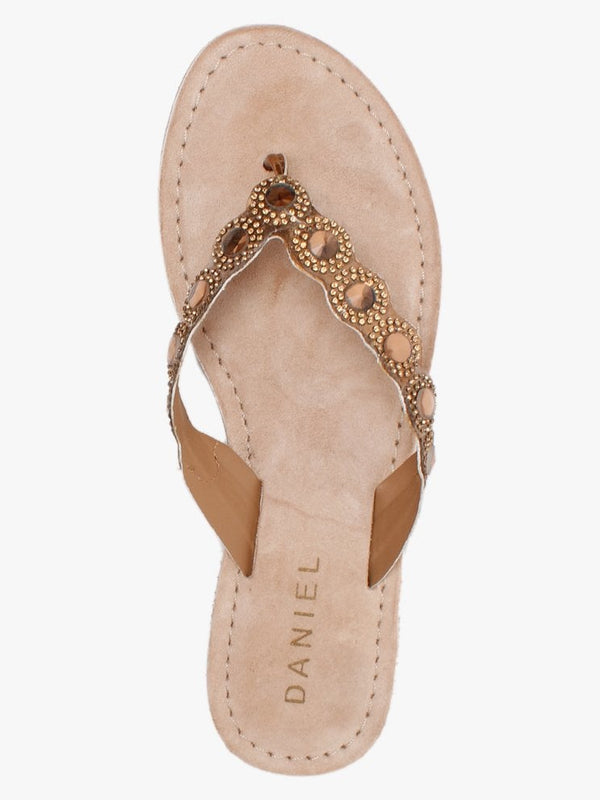Zilou Bronze Jewelled Toe Post Sandals
