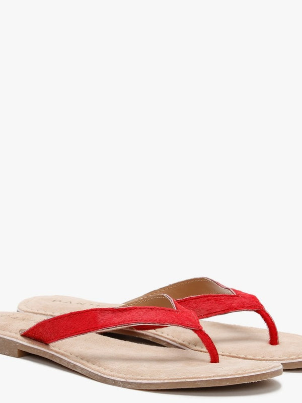 Zenda Red Calf Hair Toe Post Sandals
