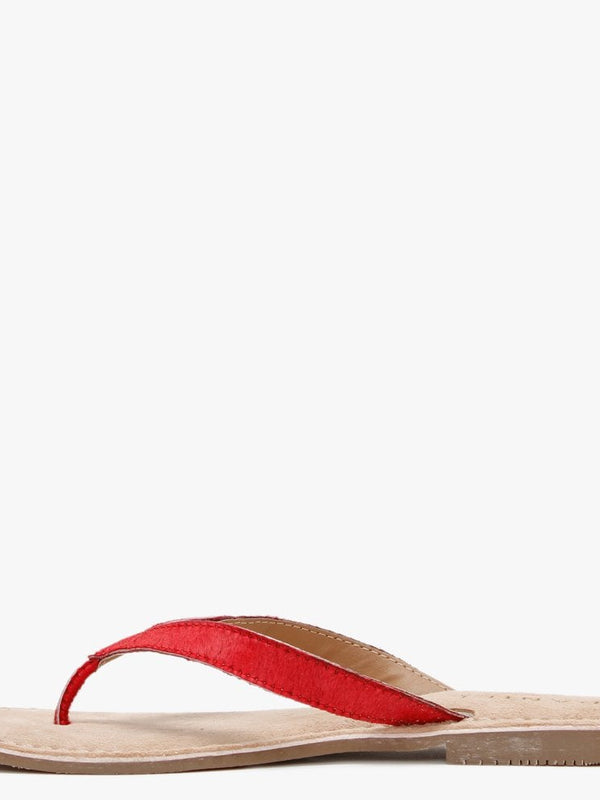 Zenda Red Calf Hair Toe Post Sandals