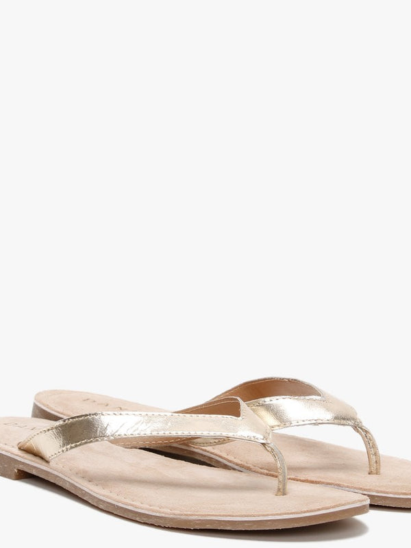 Zenda Gold Leather Toe Post Sandals