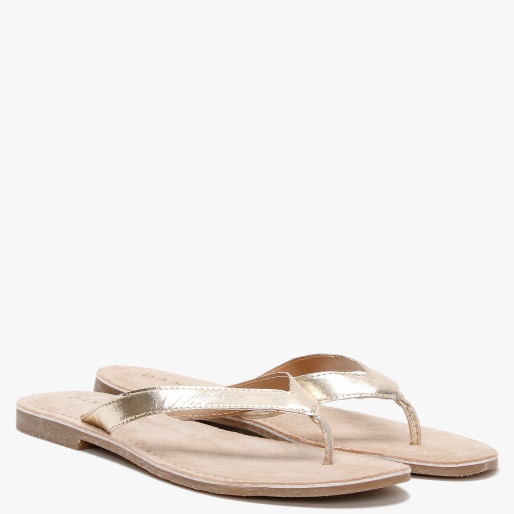 Zenda Gold Leather Toe Post Sandals