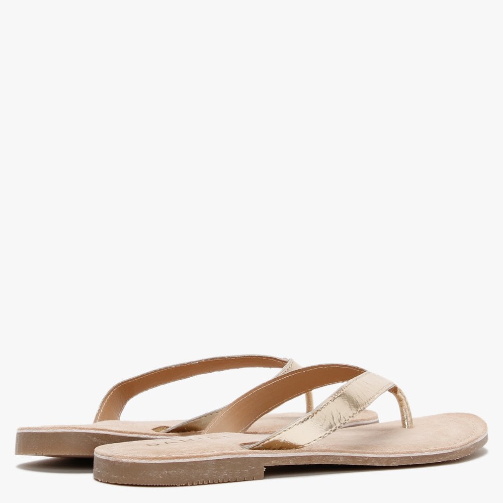 Zenda Gold Leather Toe Post Sandals