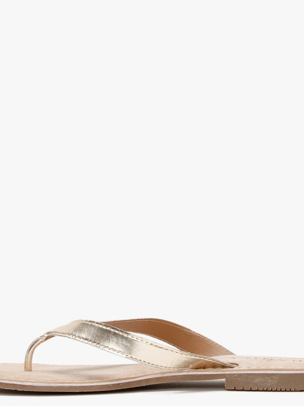 Zenda Gold Leather Toe Post Sandals