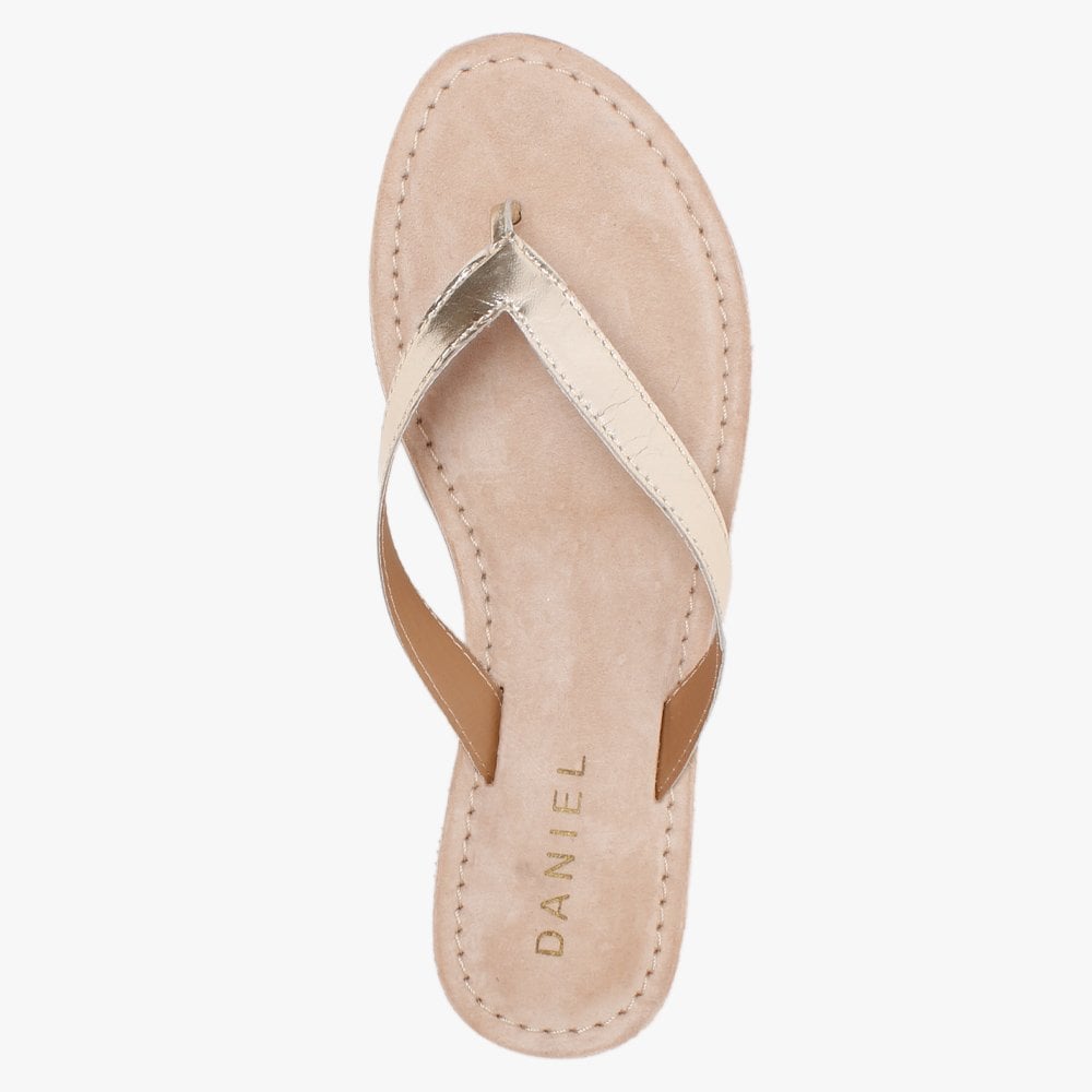 Zenda Gold Leather Toe Post Sandals