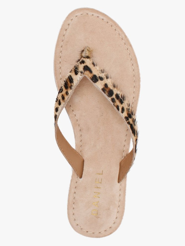 Zenda Leopard Calf Hair Toe Post Sandals