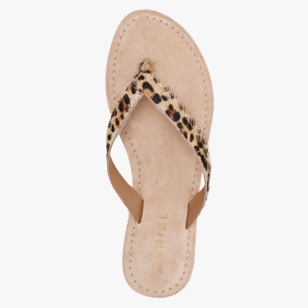 Zenda Leopard Calf Hair Toe Post Sandals