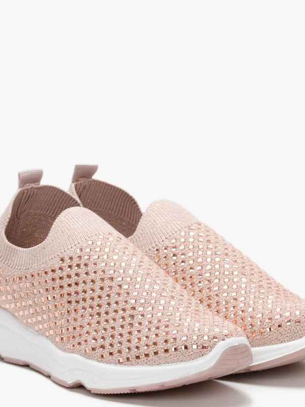Beani Nude Diamond Embellished Trainers