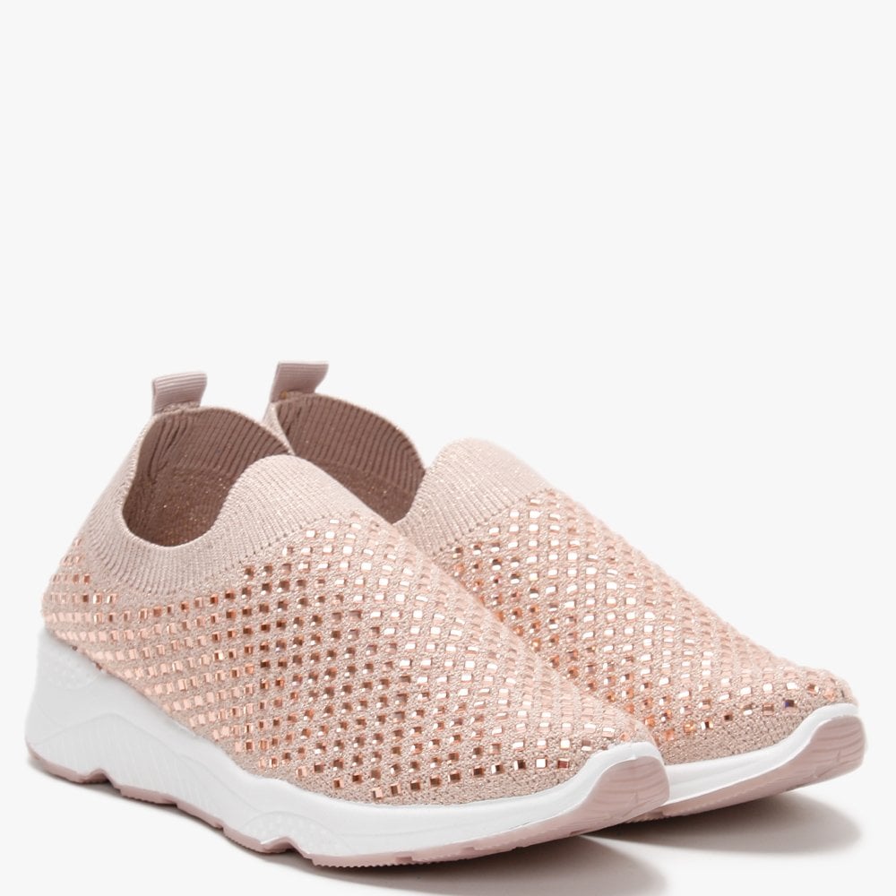 Beani Nude Diamond Embellished Trainers